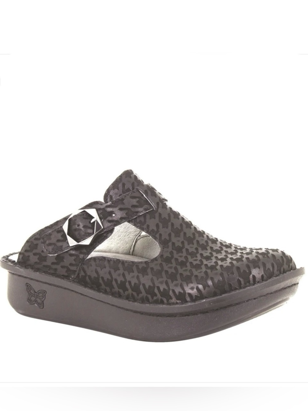 Alegria Clog Shoe NEW Leather Black Houndstooth Pattern Size EU 40 US 9.5